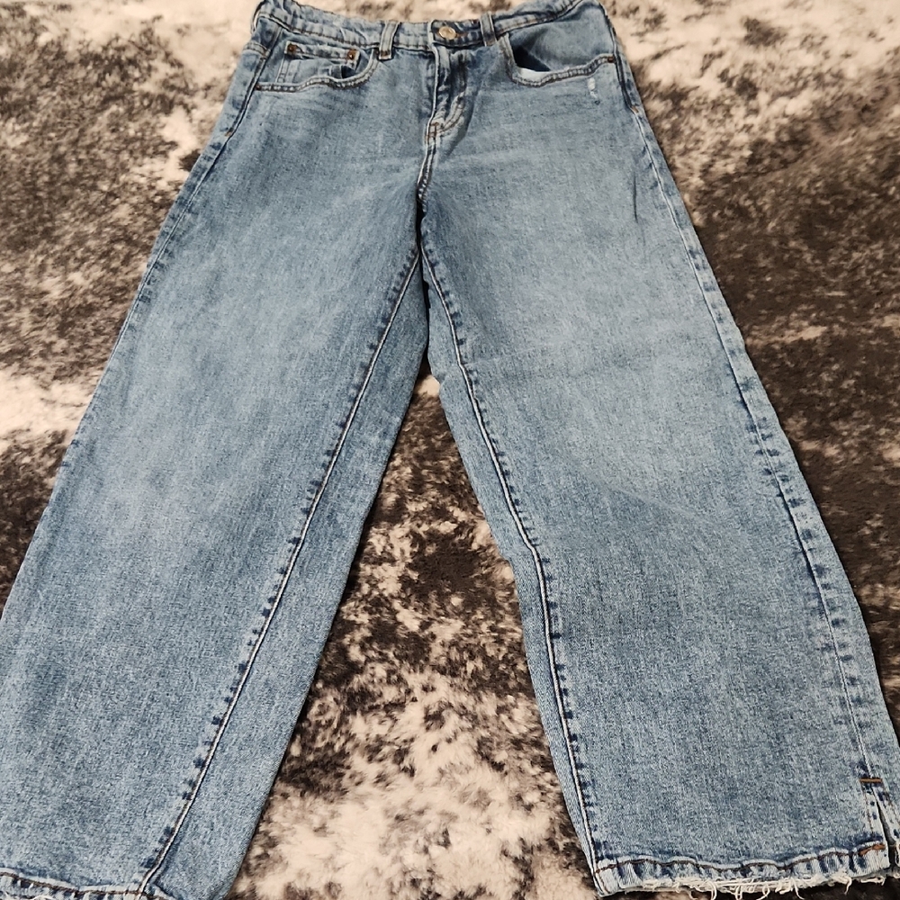 Zara Light Blue Wide Leg Denim Jeans